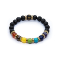 7 Chakra Bracelet With Black Lava Rock Beads and Gold Spacers