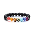 7 Chakra Bracelet With Black Lava Rock Beads