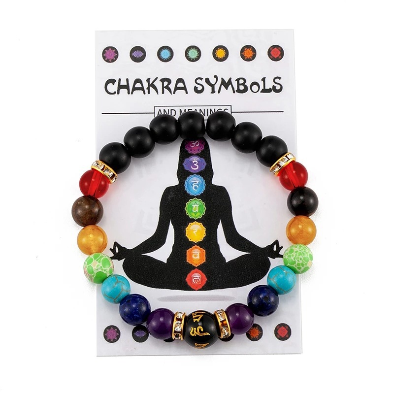 Double Rainbow With 14 Chakra Beads, Frosted Smooth Lava Rocks, and Gold Spacers
