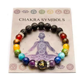 Double Rainbow bracelet with 14 Chakra beads, Lava rocks, and gold spacers
