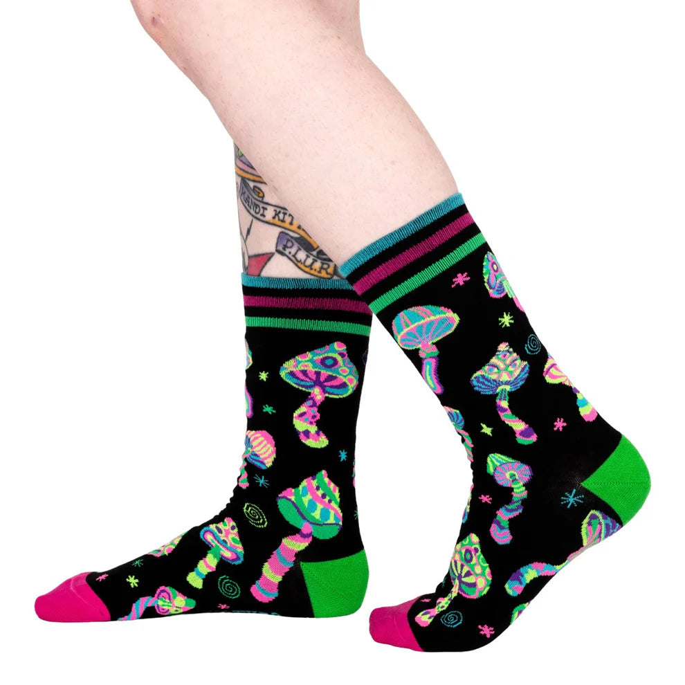 Funky Fungi UV Reactive Unisex Crew Socks