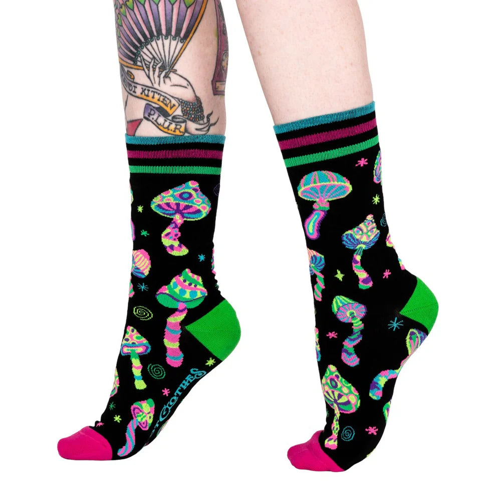 Funky Fungi UV Reactive Unisex Crew Socks