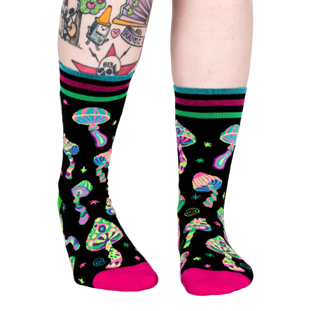 Funky Fungi UV Reactive Unisex Crew Socks