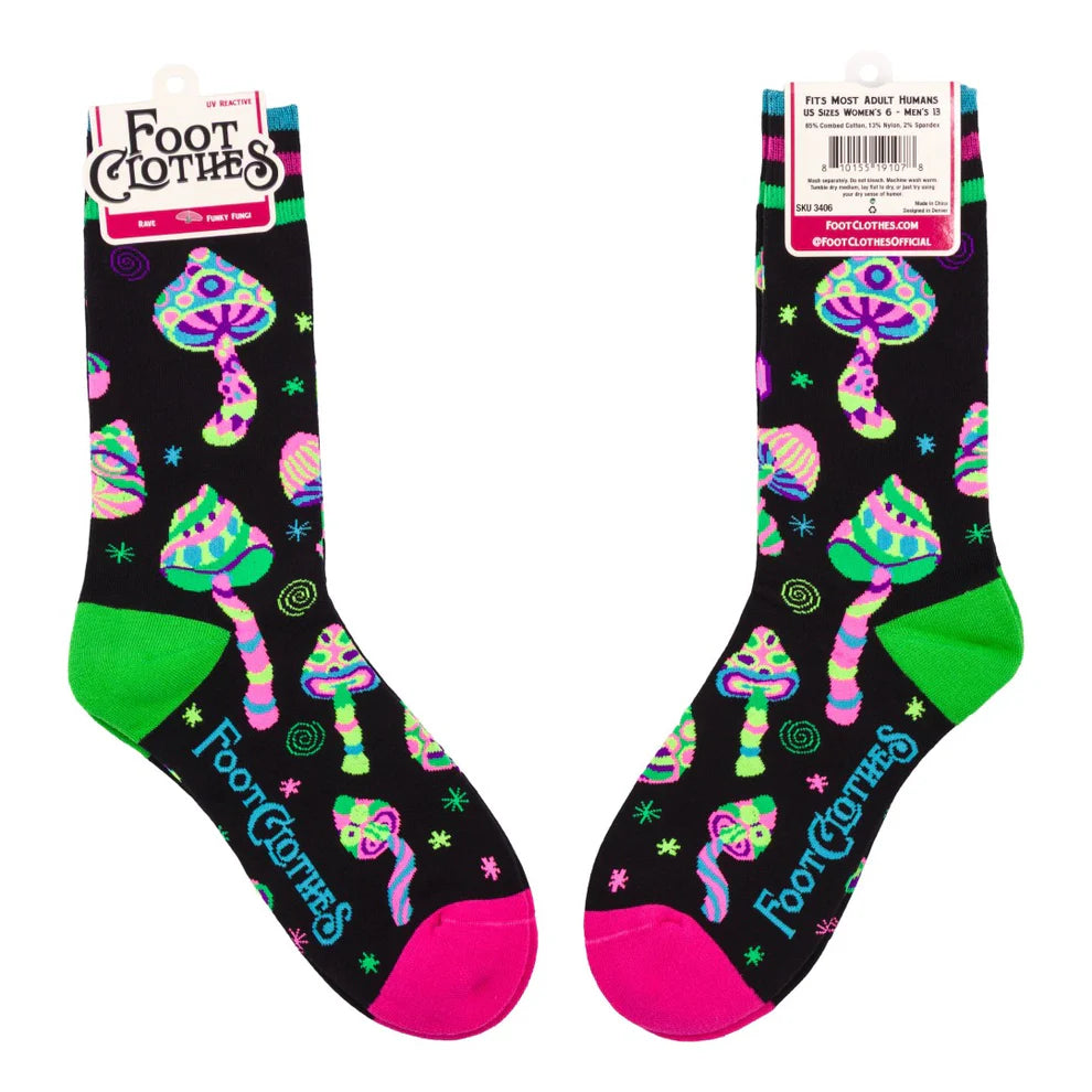 Funky Fungi UV Reactive Unisex Crew Socks