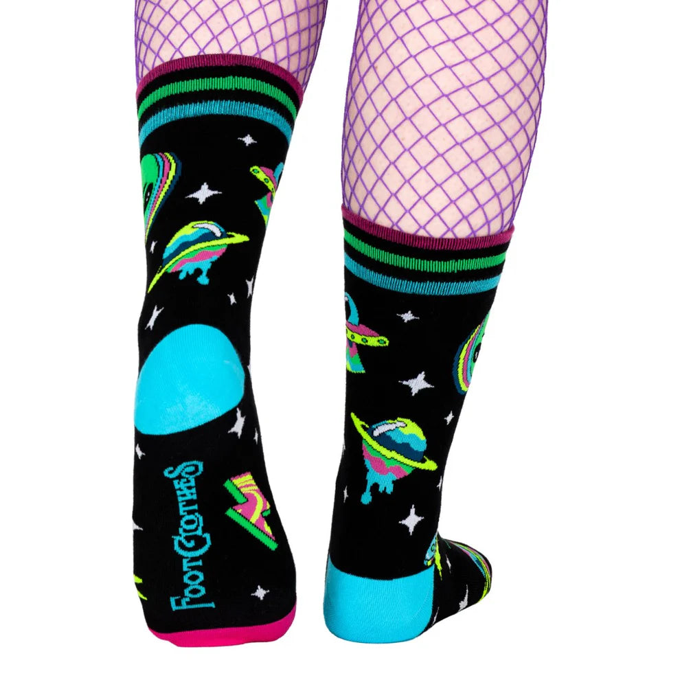 Spaced Out Alien UV Reactive Unisex Crew Socks