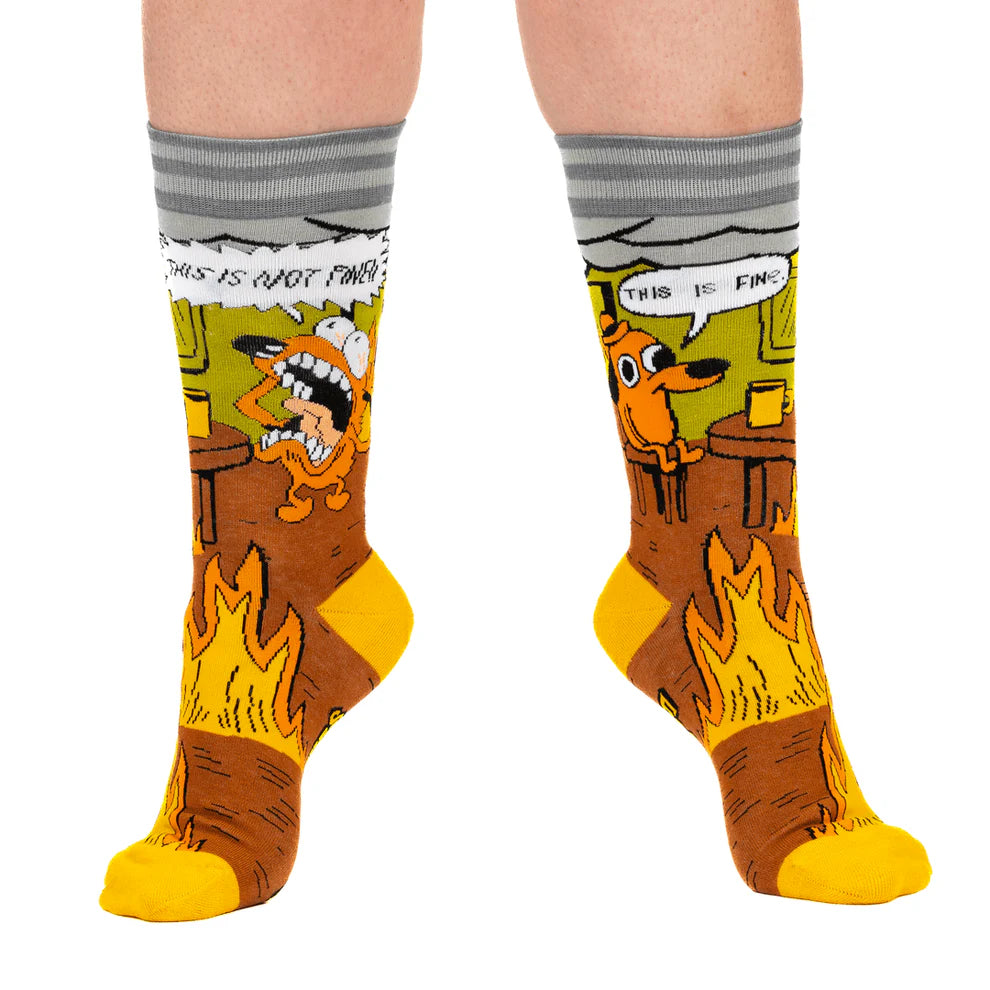 This Is Fine. Also Not Fine Unisex Crew Socks