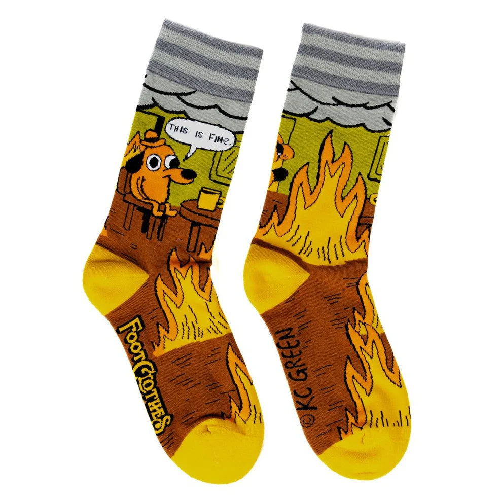 This Is Fine. Also Not Fine Unisex Crew Socks