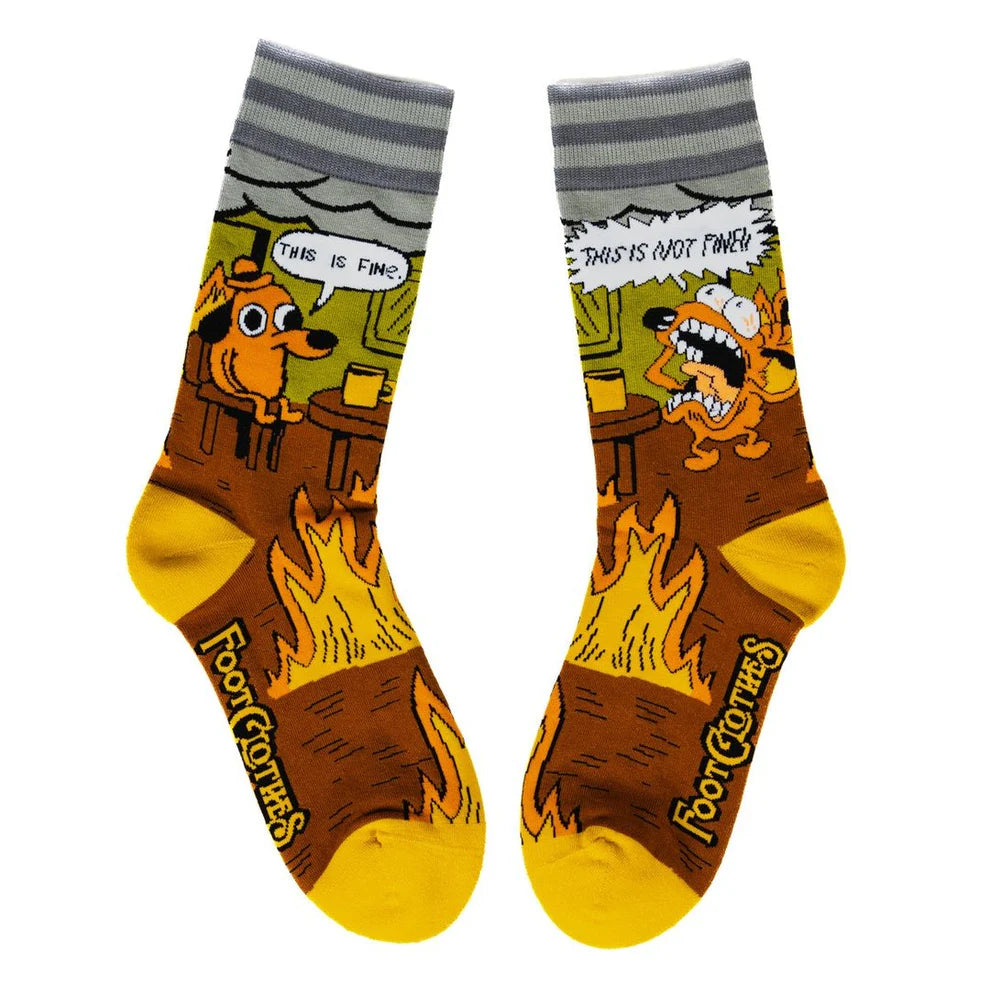 This Is Fine. Also Not Fine Unisex Crew Socks