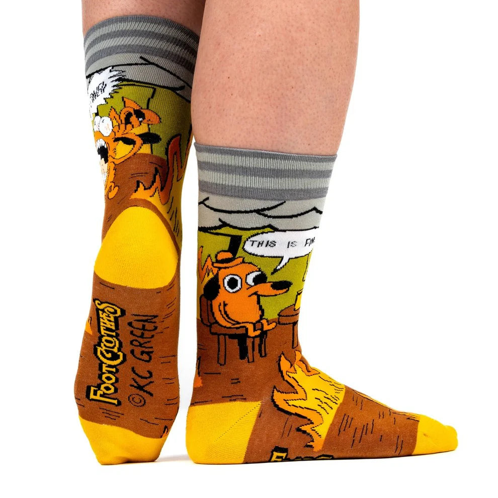 This Is Fine. Also Not Fine Unisex Crew Socks