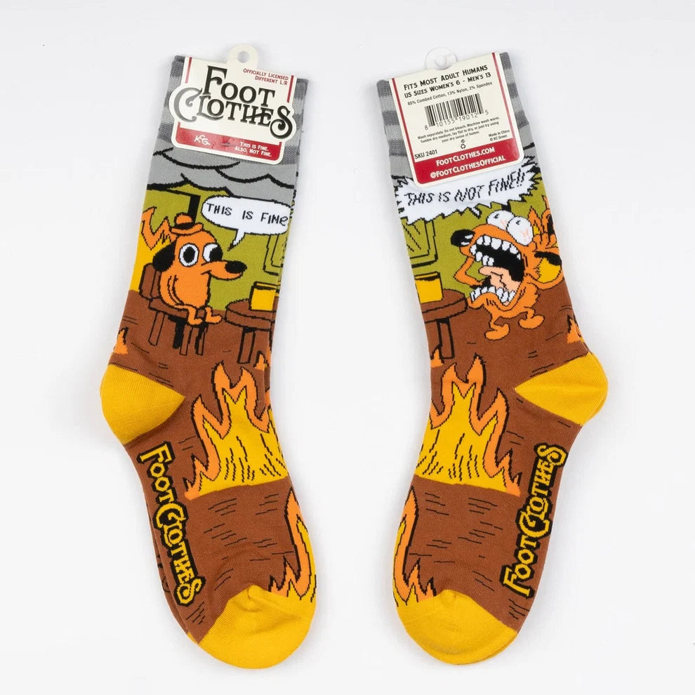 This Is Fine. Also Not Fine Unisex Crew Socks
